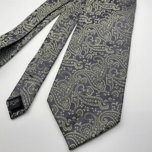 Campia Moda Mens Paisley Silk Tie Dark Gray Formal Neckwear